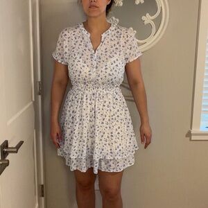 Sienna Sky White Mini Dress with Blue Floral Print